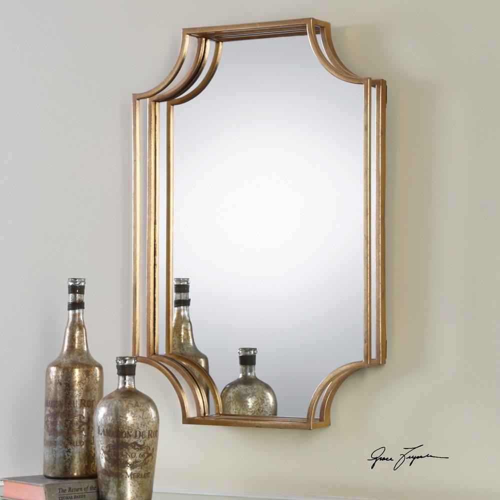 Antique Large Ring Sculpture Wall Mirror in Clean Gold Finish with Streamline  Curves 20.25 inches W X 20 inches H Bailey Street Home 208-Bel-4614811 