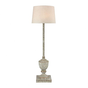 Promenade Avenue Black and Brass Floor Lamp with White Shade +