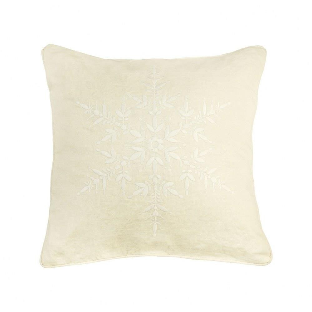 Beige Snowflake Christmas Throw Pillow