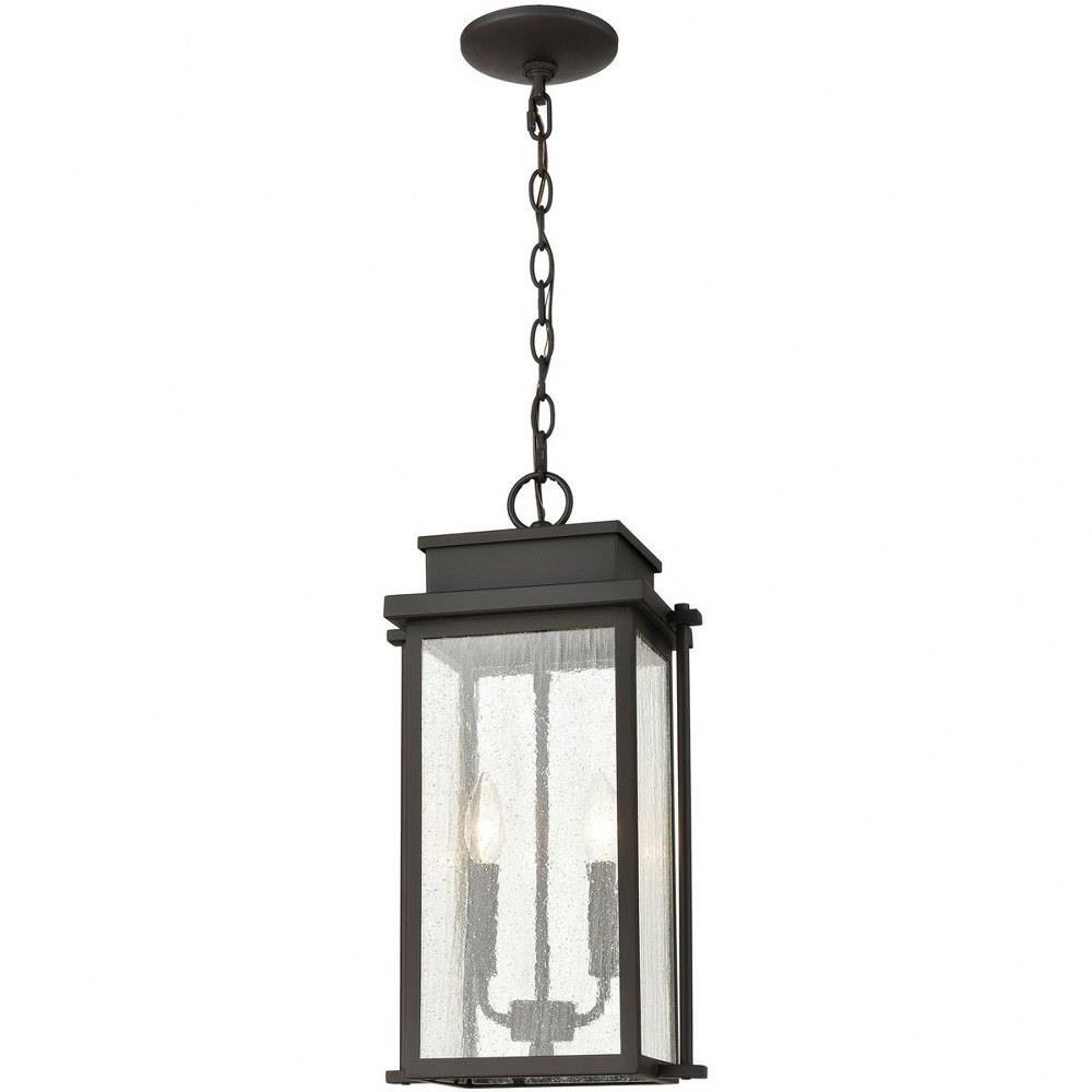 Classic Bronze Transitional Seeded Glass Lantern Pendant Light